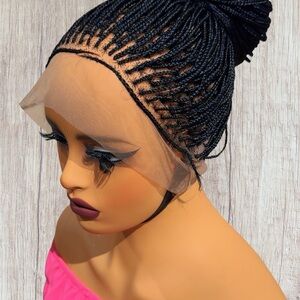 Elegant Black Braided Full Lace Micro Braids Wig